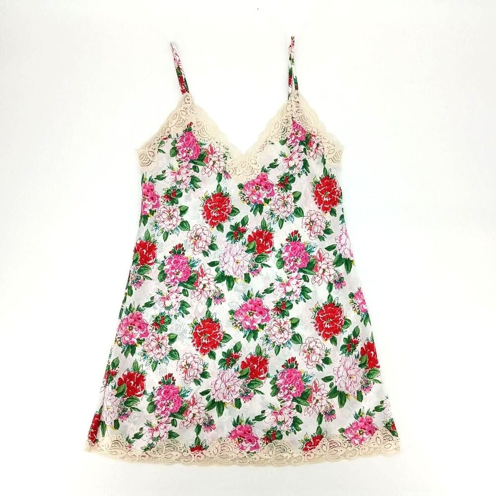 Vintage Victoria's Secret Gold Label Floral Lace Mini Slip Lingerie 90s